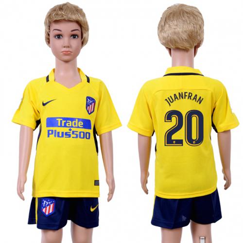 Atletico Madrid #20 Juanfran Away Kid Soccer Club Jersey - Click Image to Close